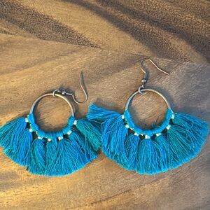 Bohemian Blue Tassel Earrings